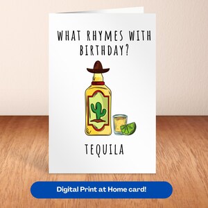 Carte d'anniversaire drôle de tequila, carte imprimable, cadeau pour amoureux de tequila