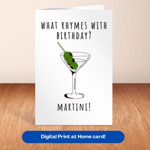 Carte d'anniversaire drôle de Martini carte imprimable cadeau d'amant de martini carte d'humour sarcastique pour le cadeau de martini d'ami cadeau d'anniversaire de buveur de martini