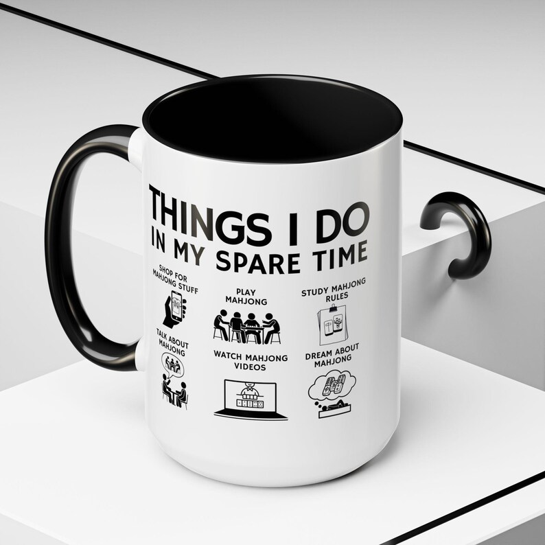 Taza de Mahjong - Regalo divertido para amantes del Mahjong - Cosas que hago en mi tiempo libre - Taza de café - Regalo para amigos jugadores de Mahjong - Taza para fanáticos del Mahjong imagen 12