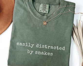 Easily Distracted By Snakes Shirt Funny Snake Lover Tee Herpetology Tshirt Reptile Hoodie Snake Gift Herper Sweatshirt Snake Enthusiast