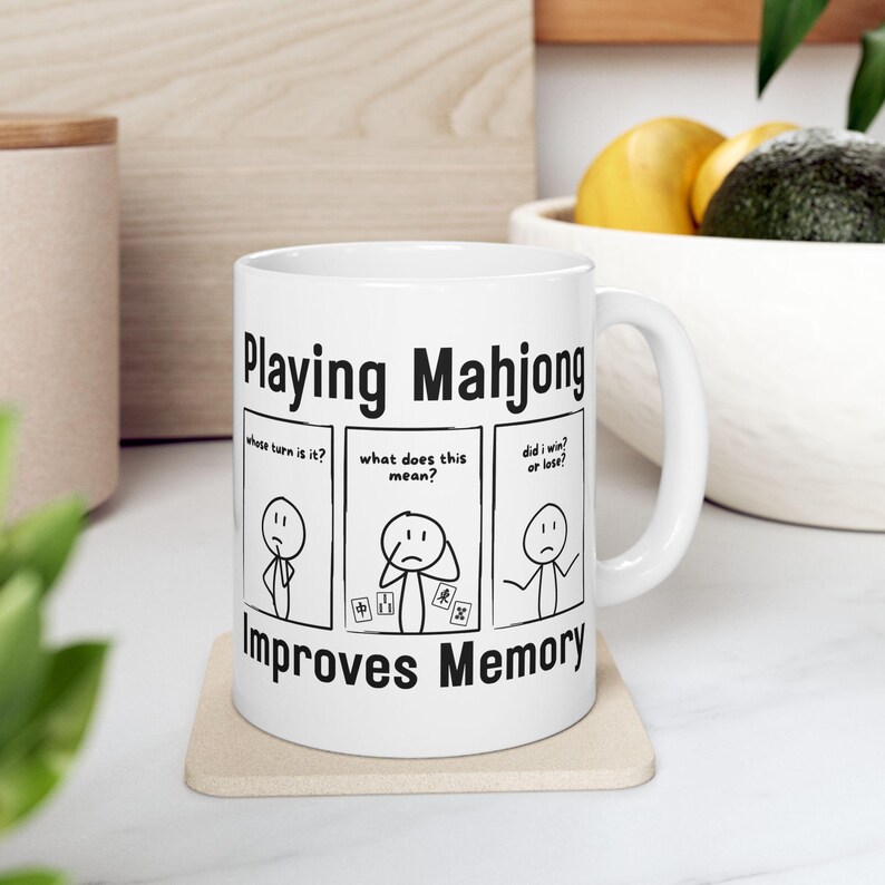 Kubek Mahjong, zabawny kubek z pamięcią Mahjong, żart, miłośnik Mahjong, słodki Mahjong, koszulka z kreskówek Mahjong, prezent na Dzień Matki, kubek z humorem zdjęcie 8