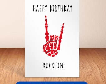 Heavy Metal Lover birthday printable card Rock lover gift funny skeleton card musician birthday gift metalhead humor headbanger birthday