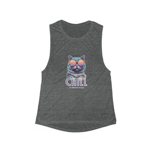 Cat Bad Ass Chill Offensive Shirt Débardeur fluide et fluide pour femme image 3