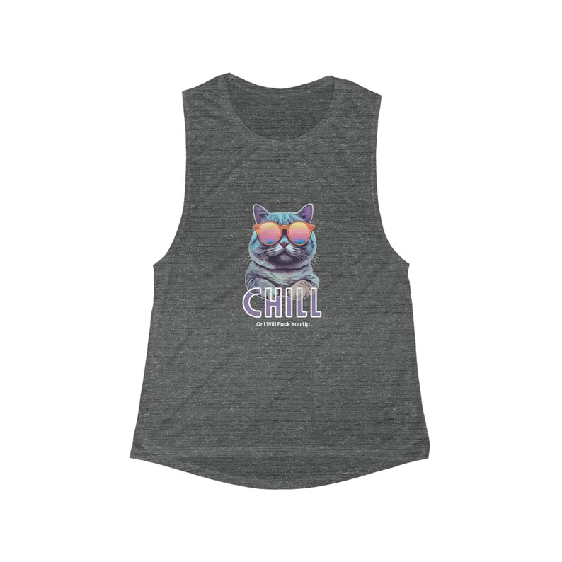 Cat Bad Ass Chill Offensive Shirt Débardeur fluide et fluide pour femme image 3