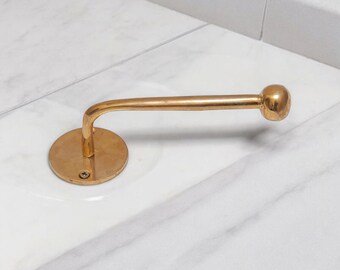 Handcrafted Unlacquered Solid Brass Toilet Paper Holder: Vintage Bathroom Decor