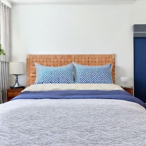 Amazing Tan Leather Headboard,High quality Tan wall hung headboard,genuine leather bed headboard TAN King Size Headboard,Hanging Bed Board