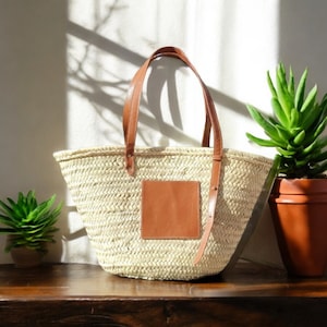 Amazing  STRAW BAG Handmade With Leather- French Market Basket- Straws Bags For women-Straw Summer Tot- Bridesmaids Gifts- Moroccan Basket