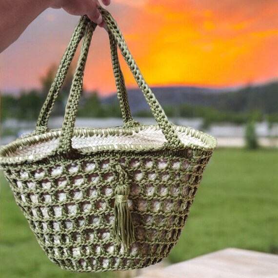 Panier français marocain fait main sac de courses en feuille de