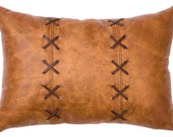 Throw LeatherPillow. Lumbar Leather Pillow Cover. Handmade Pillow Case. Premium Leather Pillow Cover. Leather Cushion Brown.