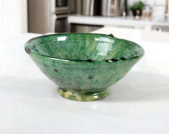 Stylish Handmade Tamegroute Green Glazed Bowl,Ceramic Dining Bowl, Ceramic Bowl,Home Decor