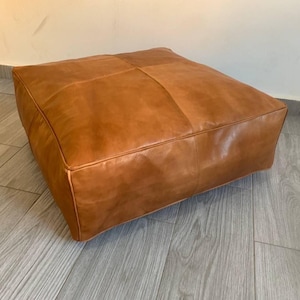 Leder Beistelltisch, Brauner Leder Pouf, Kleiner Leder Pouf, Großer Ottoman Pouf, Pouf Fußhocker Bezug, Ottoman Pouf