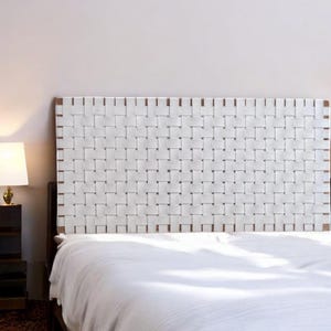 Handmad White Leather Headboard,High quality White wall hung headboard,genuine leather bed headboard  King Size Headboard,Hanging Bed Board