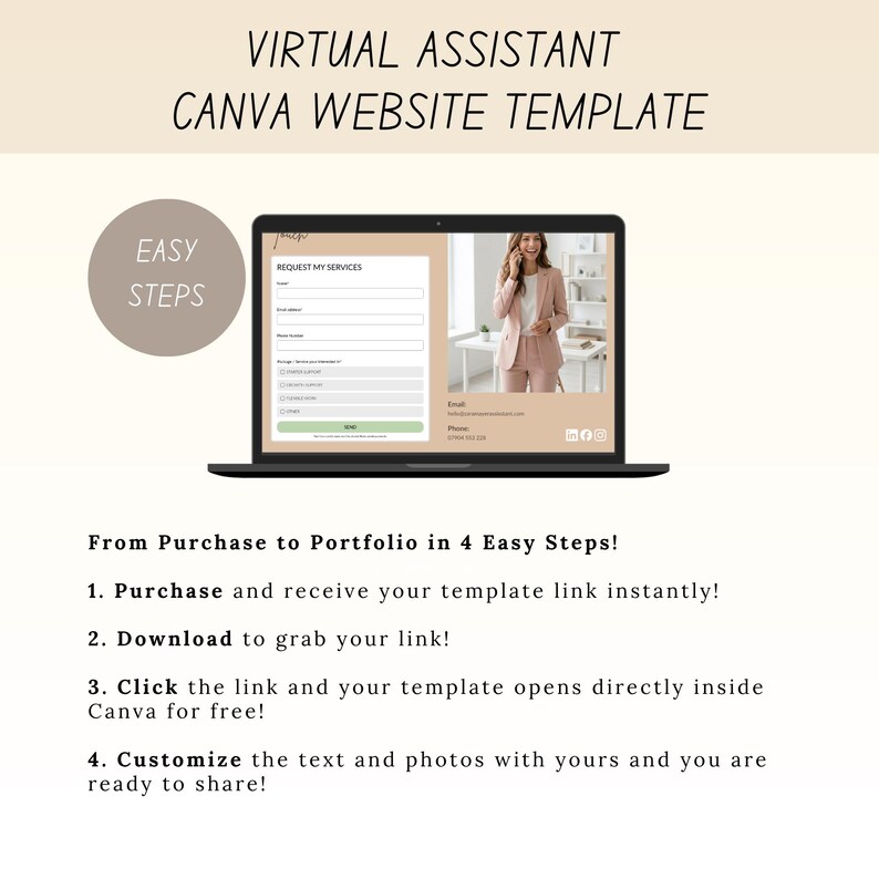 Virtual Assistant Canva Website Template | Minimal Portfolio ...
