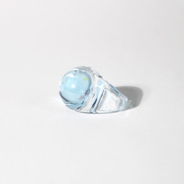 Snow globe Ring Celeste iridescent charms Fidget ring 90s ring
