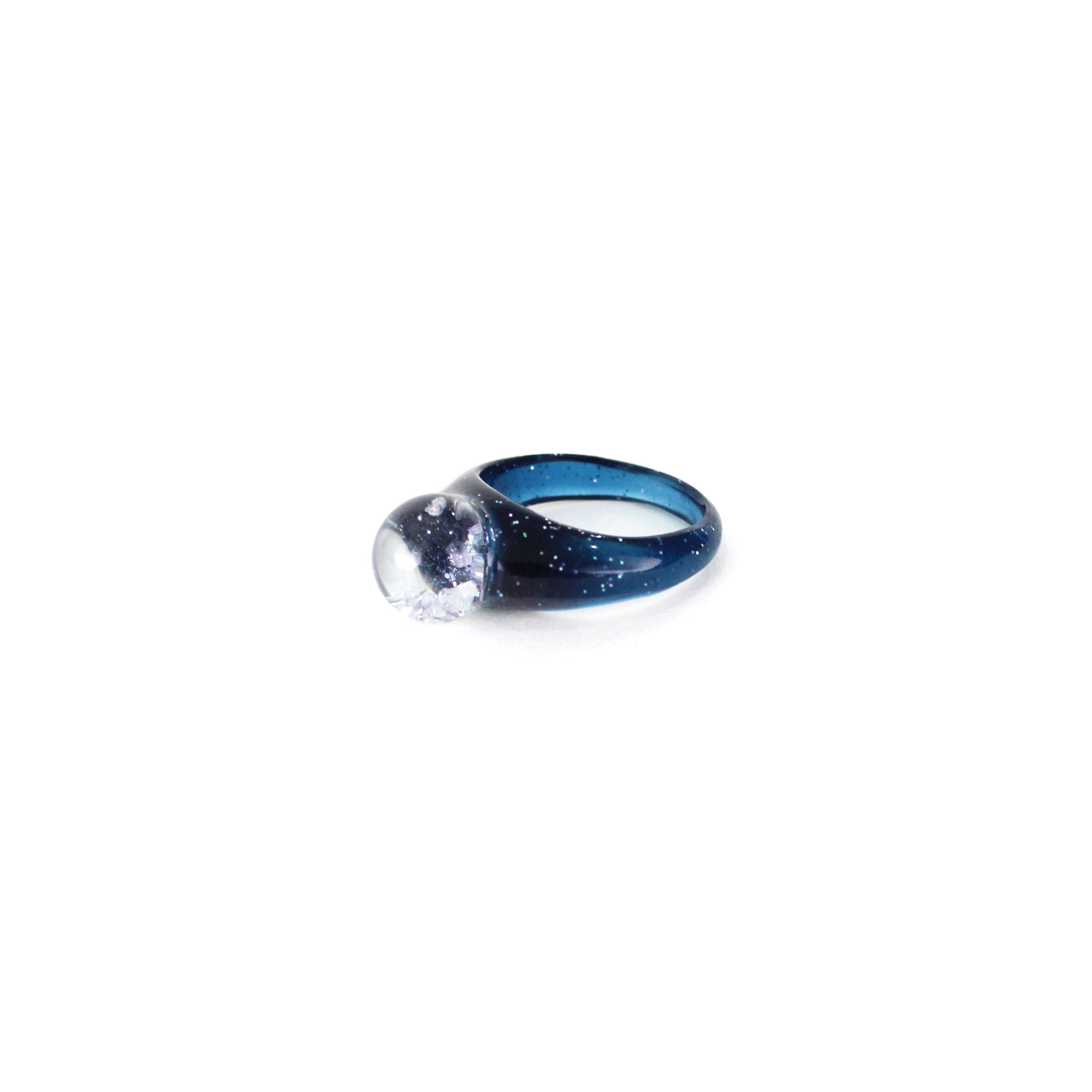 Minimo Ring Starry Night ,mini Snow Globe Ring ,fidget Ring