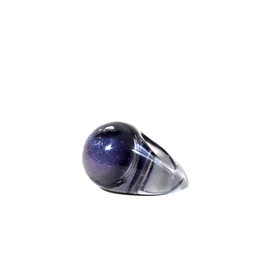 Snow Globe Ring Onyx Fidget Ring Etsy