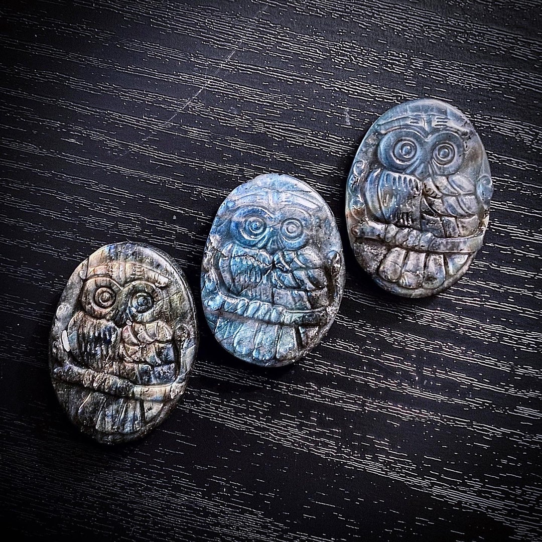 Labradorite Owl Crystal Carving Etsy