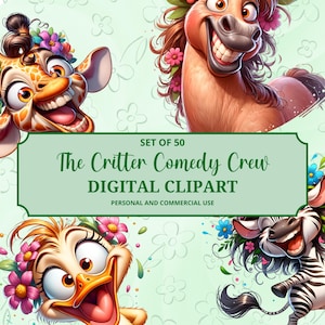 Hilarious Animal Clipart | Wacky Cartoon Expressions | Fun Graphics for Teachers, Designers, Kids&#39; Activities, and Printables