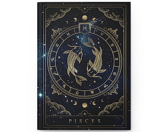 Pisces Horoscope Zodiac Matte Hardcover Journal Rule Lined Pages for the Intuitive Pisces