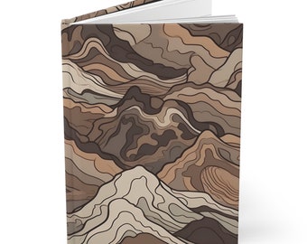 Diário de capa dura de camuflagem de montanha - páginas governadas - caderno de aventura ao ar livre - diário de caminhada, acampamento, caça - presente para amantes da natureza