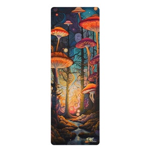 Magic Mushroom Microfiber Suede Rubber Yoga Mat - Perfect for Pilates, HIIT, Fitness, and Hot Yoga Workouts image 1