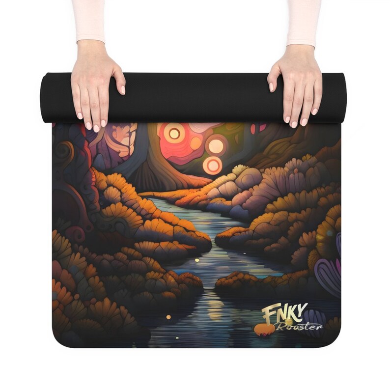 Magic Mushroom Microfiber Suede Rubber Yoga Mat - Perfect for Pilates, HIIT, Fitness, and Hot Yoga Workouts image 3