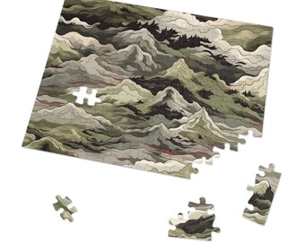 Puzzle Mountain Camo: scegli la tua sfida da 30 a 1000 pezzi - Spedito in scatola di metallo pronta per essere regalata