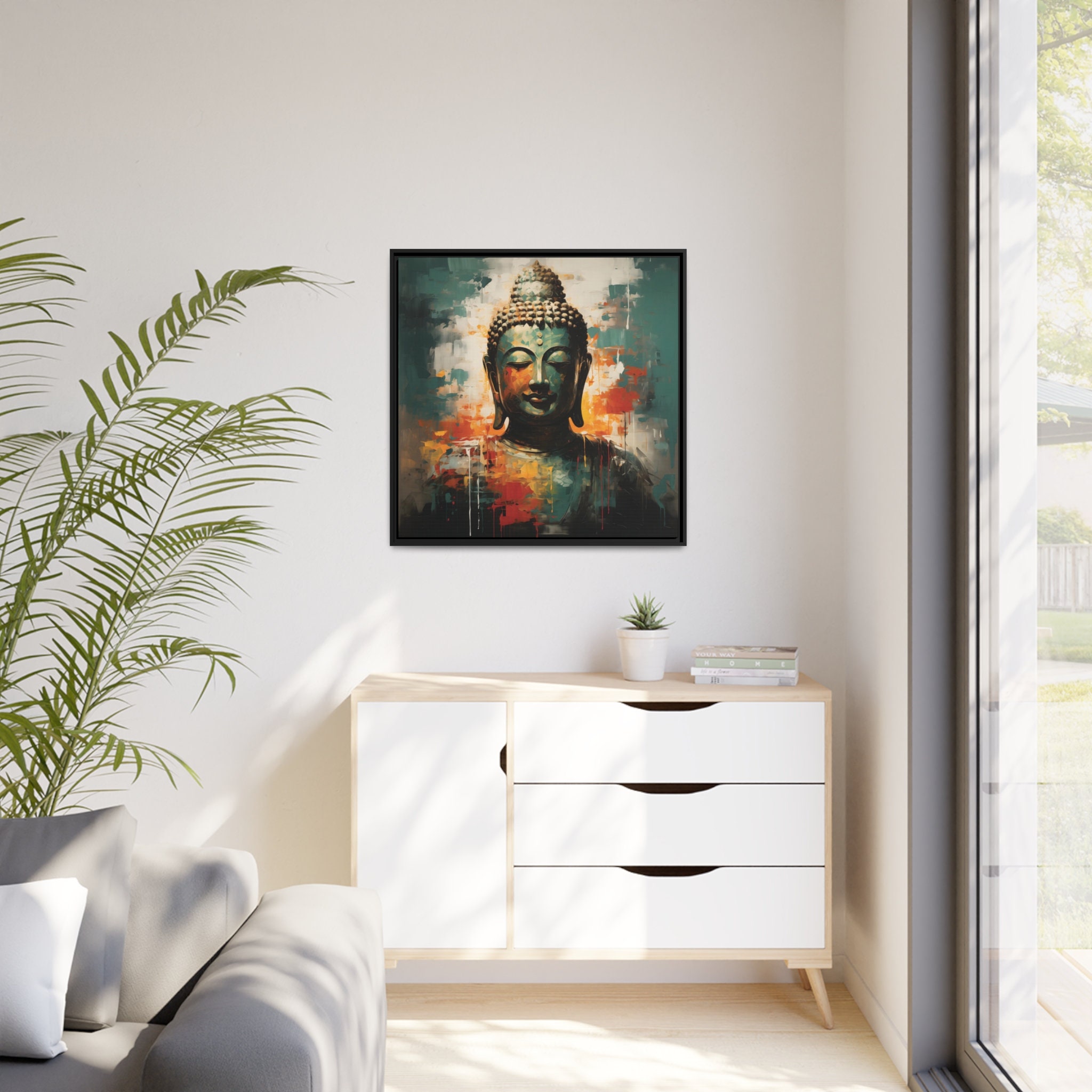 Gold and Emerald Buddha Framed Street Art Canvas Print - Etsy