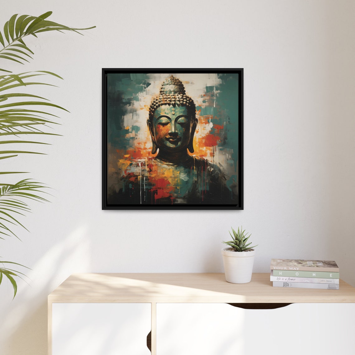 Gold and Emerald Buddha Framed Street Art Canvas Print - Etsy