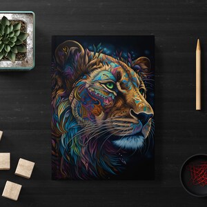 Sacred Lioness Black Hardcover Journal  (Back to School / Gratitude / Manifesting Journal)