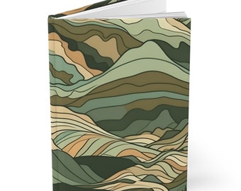 Diário de capa dura de camuflagem de montanha - páginas governadas - caderno de aventura ao ar livre - diário de caminhada, acampamento, caça - presente para amantes da natureza