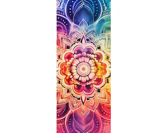 Colorful Cosmic Vibes Yoga Mat - Non Slip Perfect for Vinyasa Ashtanga Pilates Hot Yoga - Microfiber Suede with Rubber Bottom