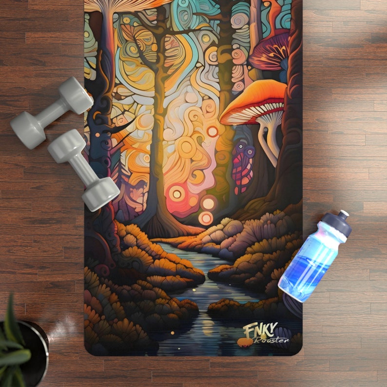 Magic Mushroom Microfiber Suede Rubber Yoga Mat - Perfect for Pilates, HIIT, Fitness, and Hot Yoga Workouts image 4