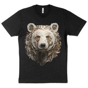 Arctic Origami: Handmade Polar Bear Paper Art T-Shirt Tee, Unisex Adult Coloring Shirt, Gift For Her, Gift For Him, Birthday