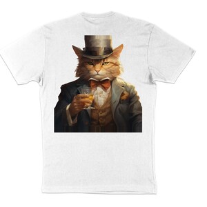 Funny Cat Shirt, Vintage Gentleman Cat Graphic Tee T-Shirt, Cute Cat Lover Tee, Women&#39;s Meowy Shirt