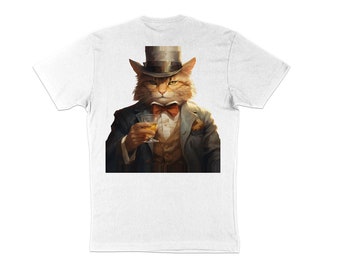 Funny Cat Shirt, Vintage Gentleman Cat Graphic Tee T-Shirt, Cute Cat Lover Tee, Women's Meowy Shirt