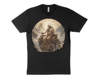 Trovão cafeinado: Camiseta Zeus Coffee Enthusiast - Camiseta de energia mítica, camisa de café engraçada, camiseta de café fofa, presente para amantes de café