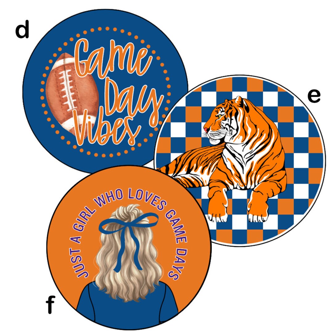 Orange Blue Tigers Game Day Buttons | Spirit Button | Football Button ...