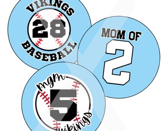 Custom Personalized Baseball Softball Team Game Day Spirit Buttons Baseball Mom Button Cooperstown Gift