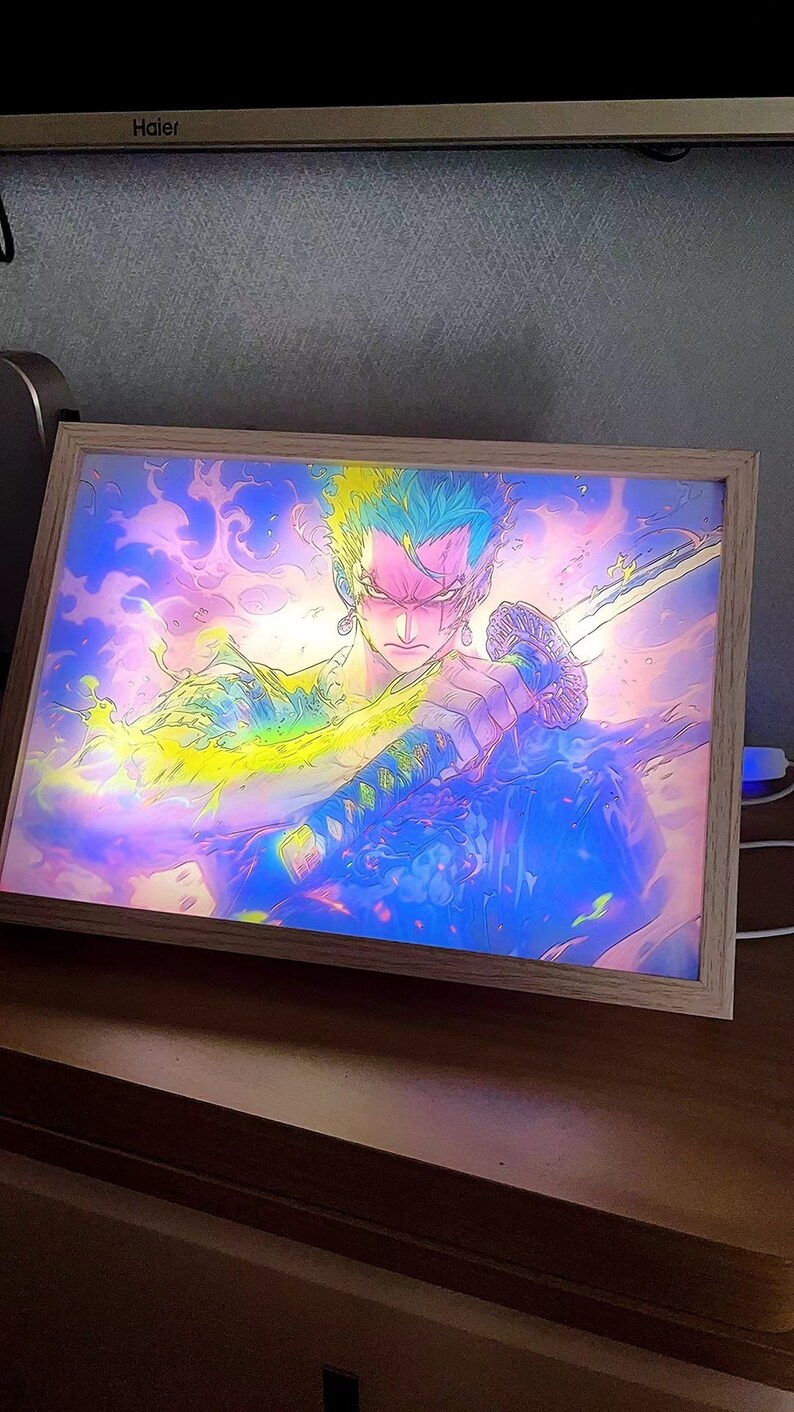 Gift for Anime Fans Anime Decoration Luminous Photo Frame Zoro Bedside ...