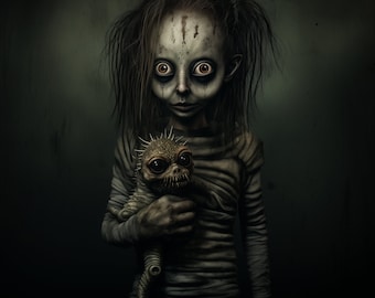 Burtonesque Wall Art, Tim Burton Digital Art Print, Tim Burton Fan Art, Wall Art Printable, Halloween Prints, Poster Print, Digital, Creepy