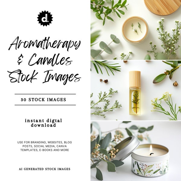 Aromatherapy Candle Stock Image Bundle, Essential Oil Stock Images, Candle Stock Images, Social Media Content, Blog Graphics, Website Images