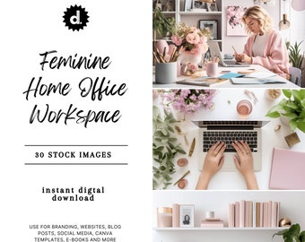 Feminine Home WORKSPACE Stock Image BUNDLE, Lifestyle Stock Images, Magazine Photoshoot, Feminine Aesthetic, Blog Graphics, Website Images