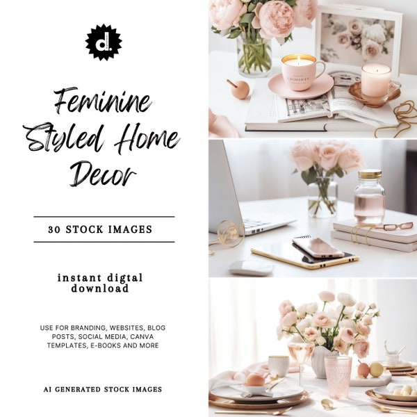 Feminine STYLED DECOR Stock Image BUNDLE, Lifestyle Stock Images, Magazine Photoshoot, Feminine Aesthetic, Blog Graphics, Website Images