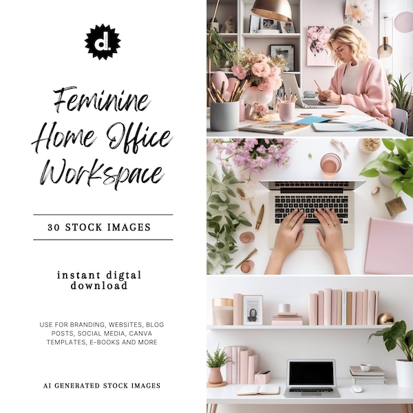 Feminine Home WORKSPACE Stock Image BUNDLE, Lifestyle Stock Images, Magazine Photoshoot, Feminine Aesthetic, Blog Graphics, Website Images