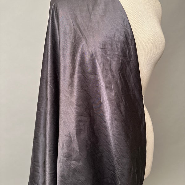 Super Soft charcoal satin Fabric from Italy, sold per yard.  60” width, Glam! Crinkled look