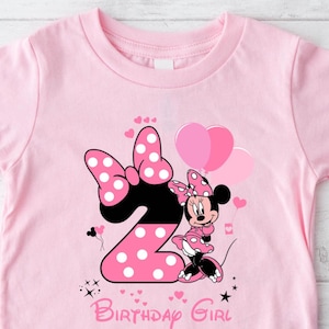 Shirt 2e verjaardag Minnie Mouse, Disney verjaardagsfeestje, 2e verjaardagscadeau, Disneyland verjaardagsreis, verjaardag meisjesshirt, shirt 2e verjaardag