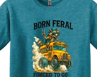 Funny Raccoon School Bus T-Shirt, Feral Back To School Tee