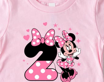 2nd Birthday Girl Minnie Maus Shirt, Disneyland Ausflug