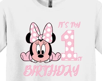 Camiseta de Minnie Mouse para su primer cumpleaños, viaje a Disneyland